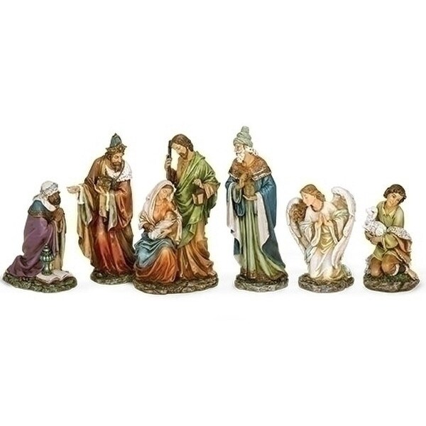 Christmas Nativity Set of Six Figurines Tall Traditional Coloring
